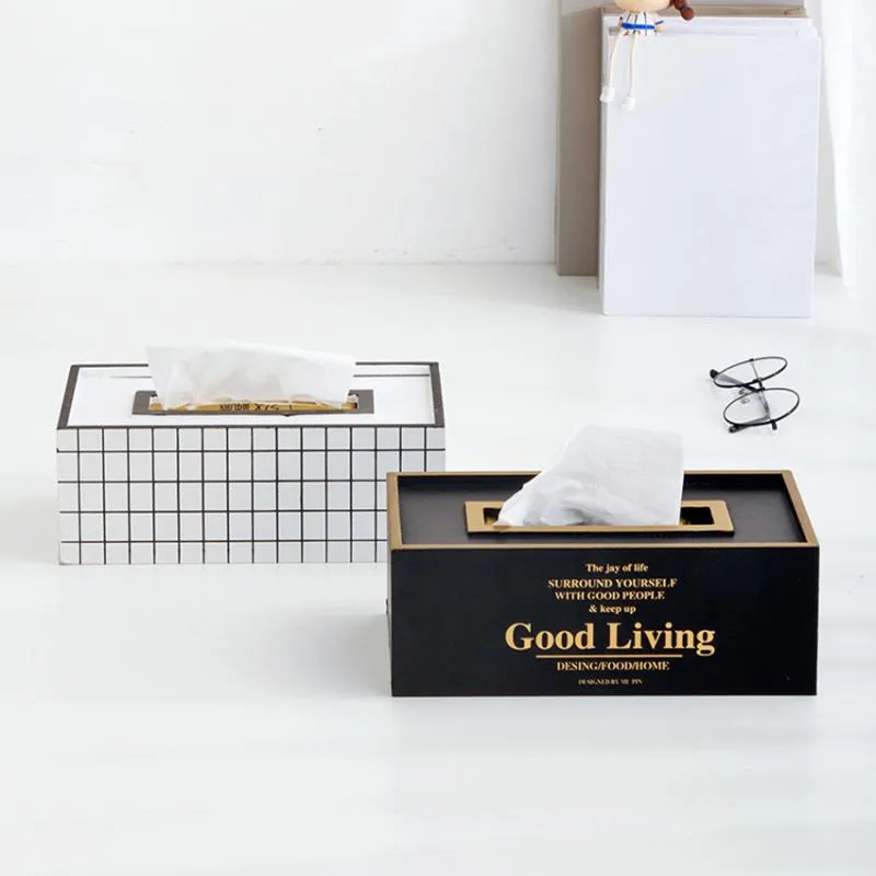 Tissue Boxes & Napkins Nordic INS Wooden Crafts Living Room Dining Decoration Ornaments Simple Box Home Storage Organization