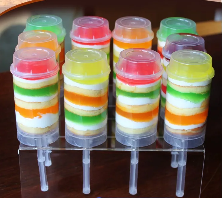 Contenitori in plastica Push Pop Coperchi Cake Shooters Up Pops Gelato Cupcake Decorazioni per feste Stampo fai da te