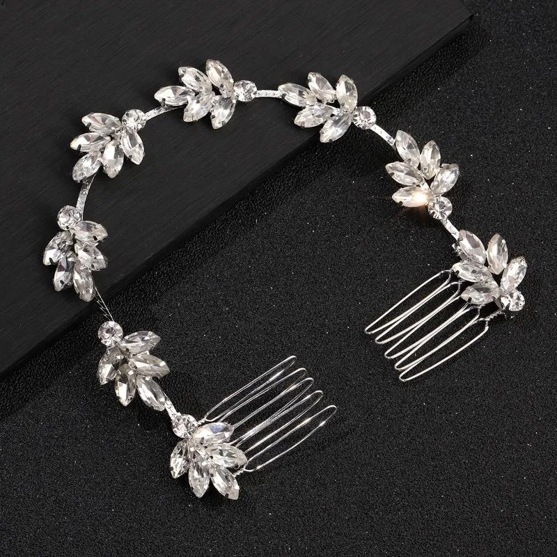 Hair Clips & Barrettes Elegant Rhinestone Flower Comb Clip Double Slide Hairpin Bridal Wedding Accessories EA