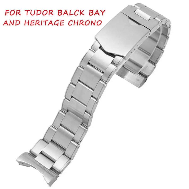 22mm sólido de aço inoxidável de aço inox para Tudor Black Bay 79230 79730 Heritage Chrono relógio pulseira pulseira pulseira em nenhum rebite H0915