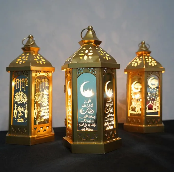 Ramadan Lamp EID Mubarak Party LED Hanging Lanterns 14*28cm Warm Lights Islam Muslim Event Partys Decorations SN2178
