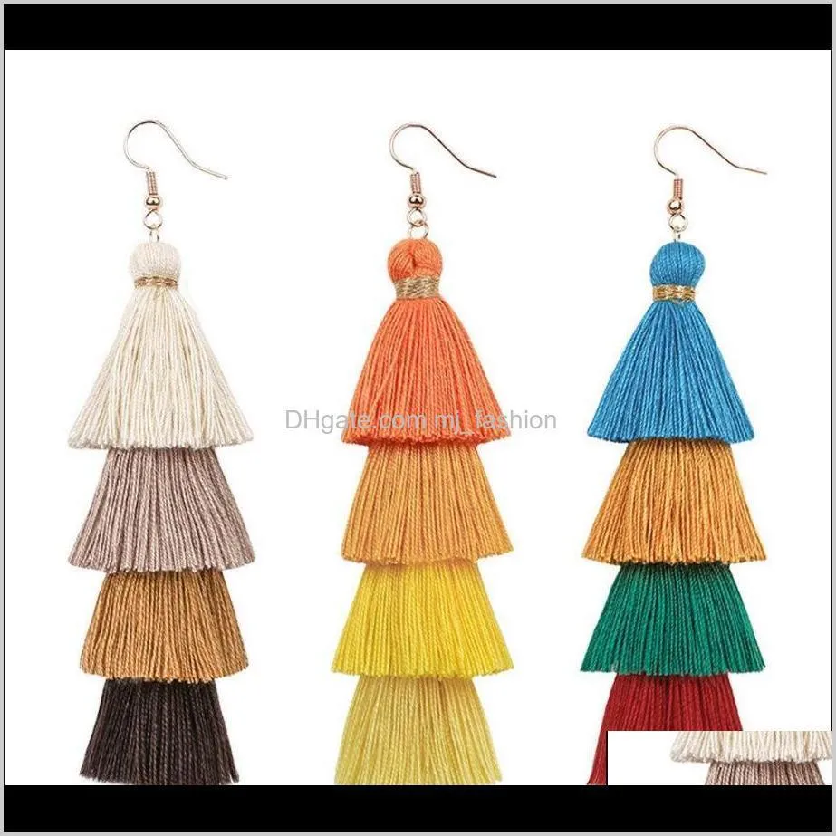 fashionable bohemian long tassel earrings female multilayer handmade earring dangle chandelier wholesale selling 1850