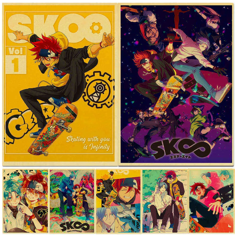 Vintage SK8 The Infinity Japanese anime Posters HD Poster Kraft Paper Home Decor Study Bedroom Bar Cafe Wall Paintings H0928