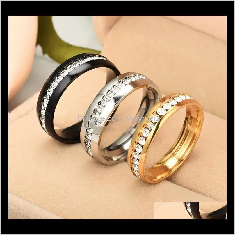 women stainless steel diamond ring engagement wedding rings simple row gold ring women rings fashion jewelry will and sandy gift