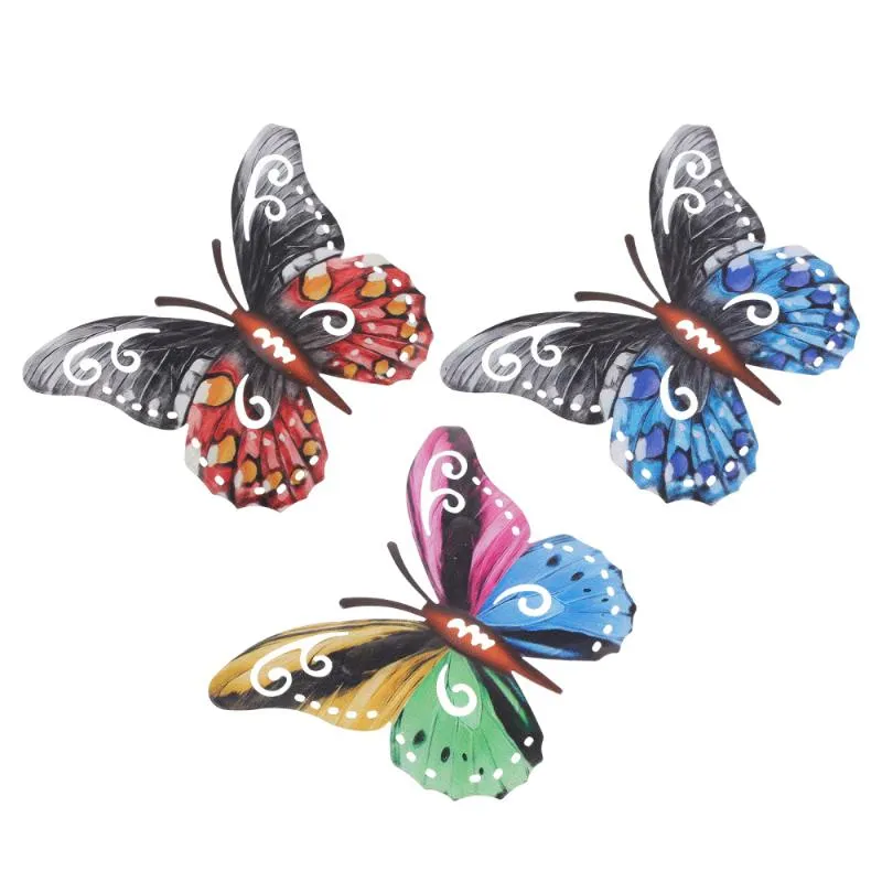 Dekorativa föremål Figurer 3st Metal Fjärilar Hängande pendellväggkonstdekoration Hemprydnad