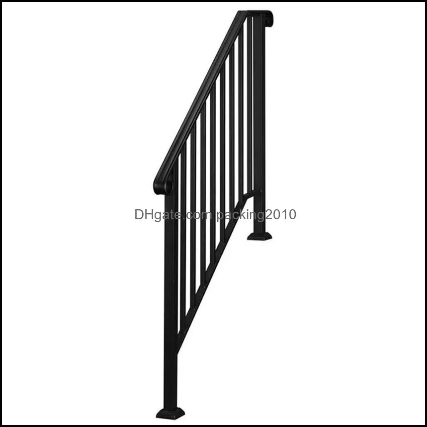 Artisasset Matte Black Outdoor 3 Level Iron Handrail Real Iron Metal a52 a56