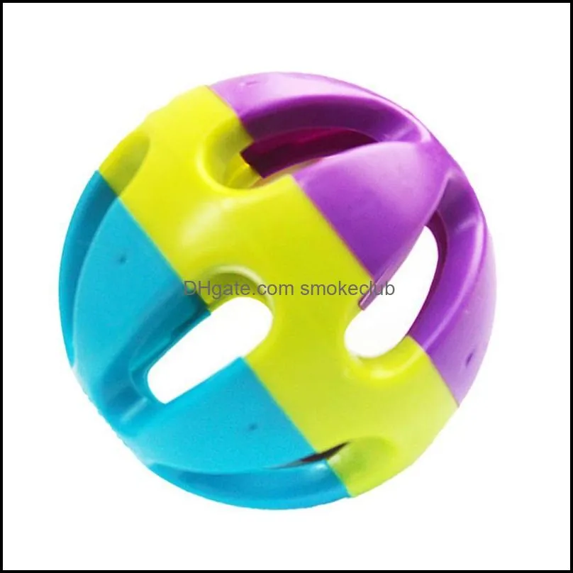 Cat Toys Colorful Plastic Ball Cats Dog Toy With Bell Bite Resistant Supply For Dogs Puppy Kitten