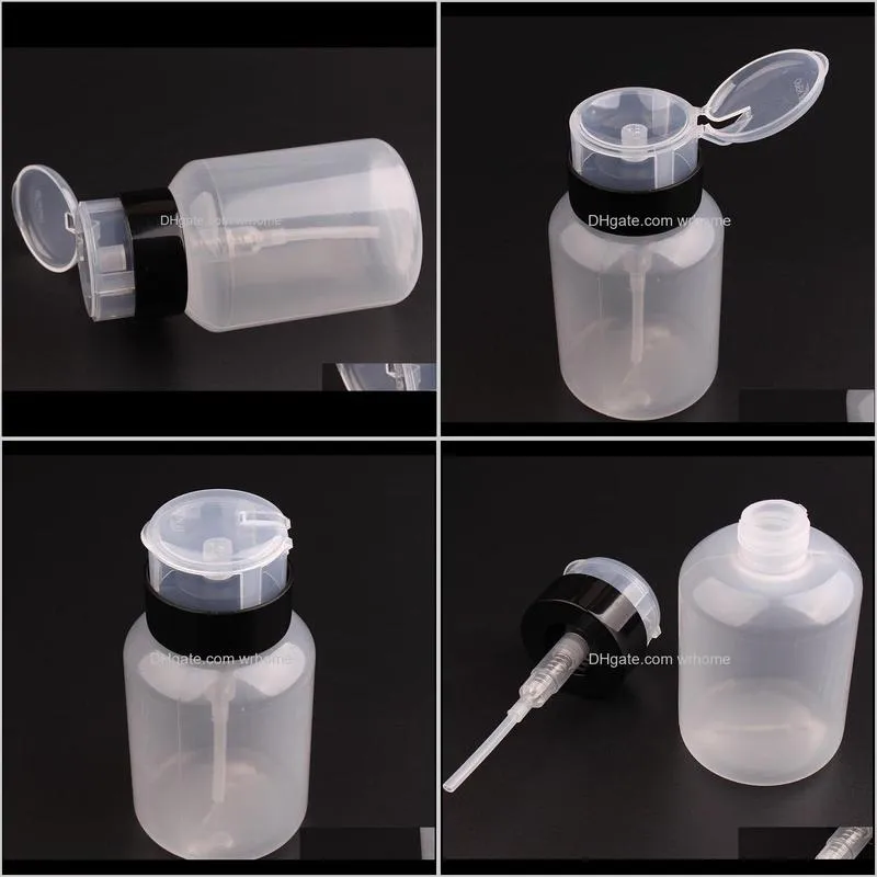 220ml top quality empty pump dispenser liquid uv gel polish nail art polish clean acetone bottle cleanser remover bottle