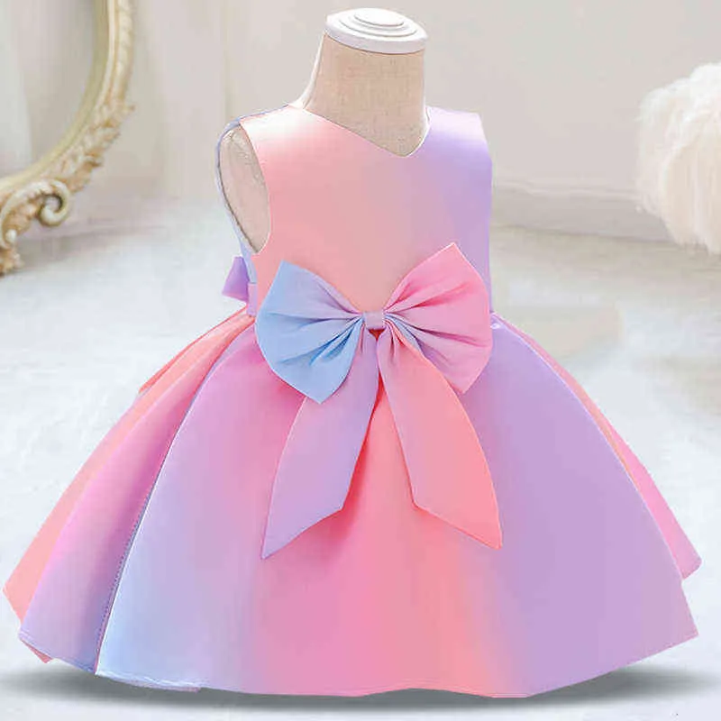 2021 verano bautismo recién nacido 1 año vestido de cumpleaños para niña vestidos de fiesta de princesa coloridos disfraces de niño 3 6 8 meses G1129