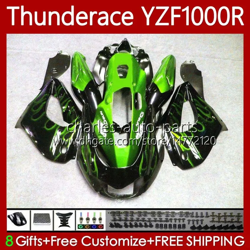 Verkleiningen voor Yamaha Yzf1000r Thunderace YZF 1000 R 1000R 96-07 87NO.93 YZF-1000R GROENE VLAMEN 1996 1997 1998 1999 2000 2001 2002 2007 YZF1000-R 96 03 04 05 06 07 Body Kit