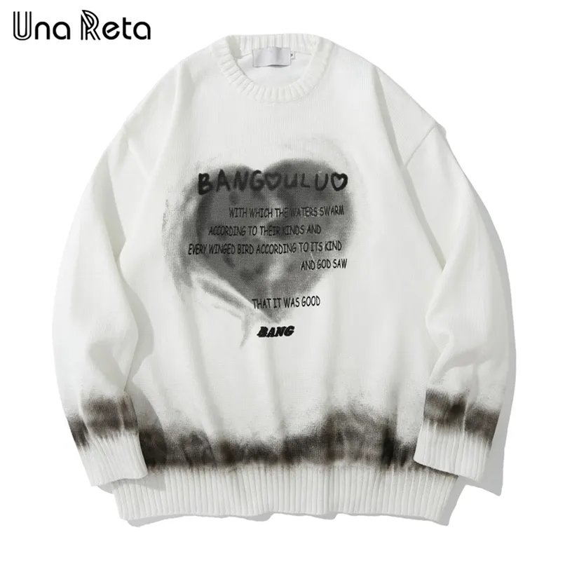 Una Reta sweater män hip hop tie-färge print streetwear män casual pullover toppar höst vinter hajuku män lös tröja 211102