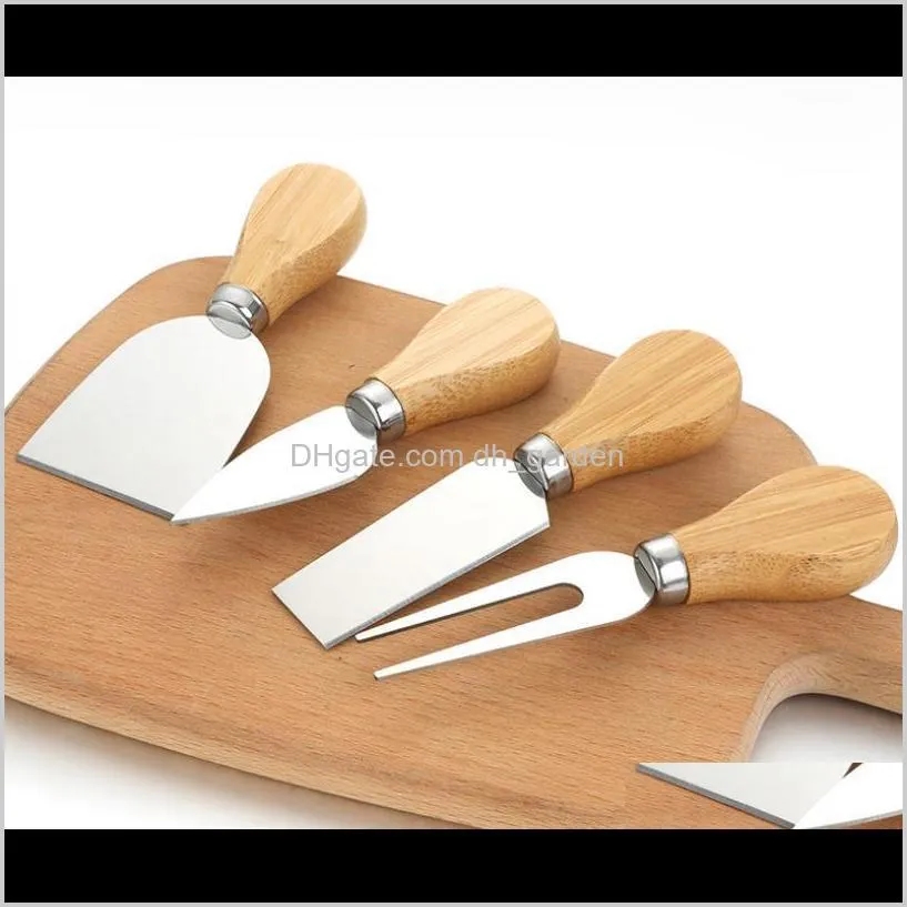 cheese knife set oak handle knife fork shovel kit graters baking cheese pizza slicer cutter set sn2064