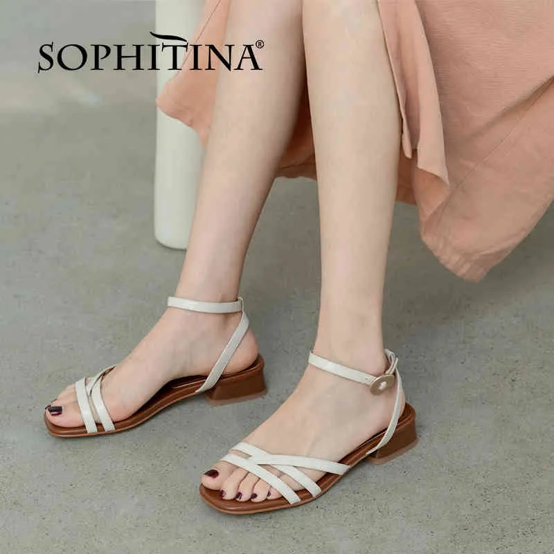 SOPHITINA cuir véritable été femmes chaussures sandales basique plat neutre bande étroite décontracté bout rond confortable quotidien FO362 210513