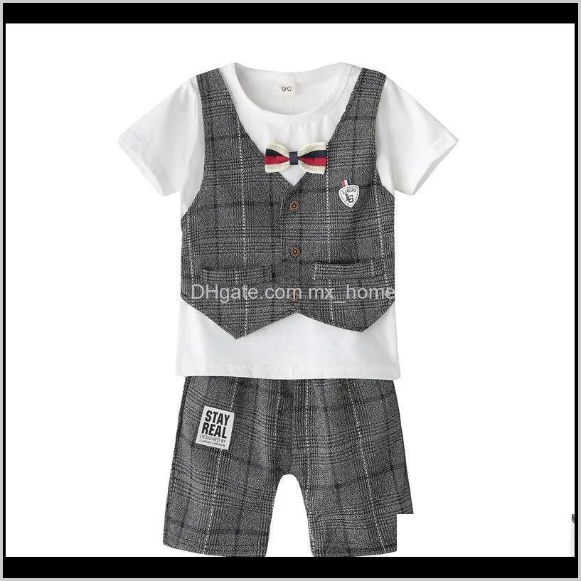 new spring and summer boy tie off 2 children suit jacket grid gentleman bow a generation