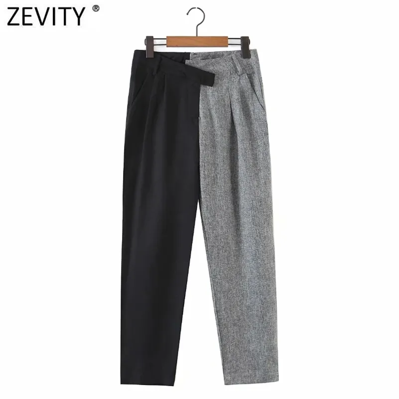 Kvinnor Mode Färg Matchande Casual Business Harem Byxor Chic Byxor Femme Fickor Pantaloner Mujer P991 210416