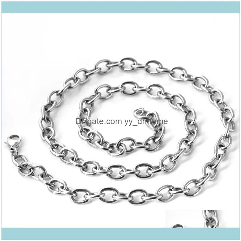 8mm Wide 18inch- 32 Inch For Choose Stainless Steel Fashion Oval Link Chain Necklace Mens Jewelry Chains
