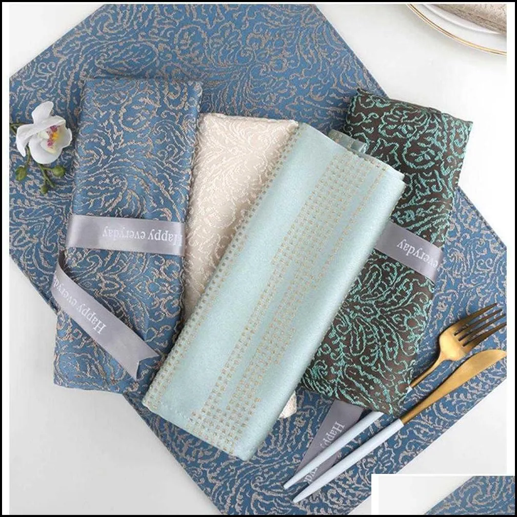 1PC Polyester 46cm Square Table Cloth Napkins For Wedding Birthday Decoration Colored Napkin Fabric Embroidered