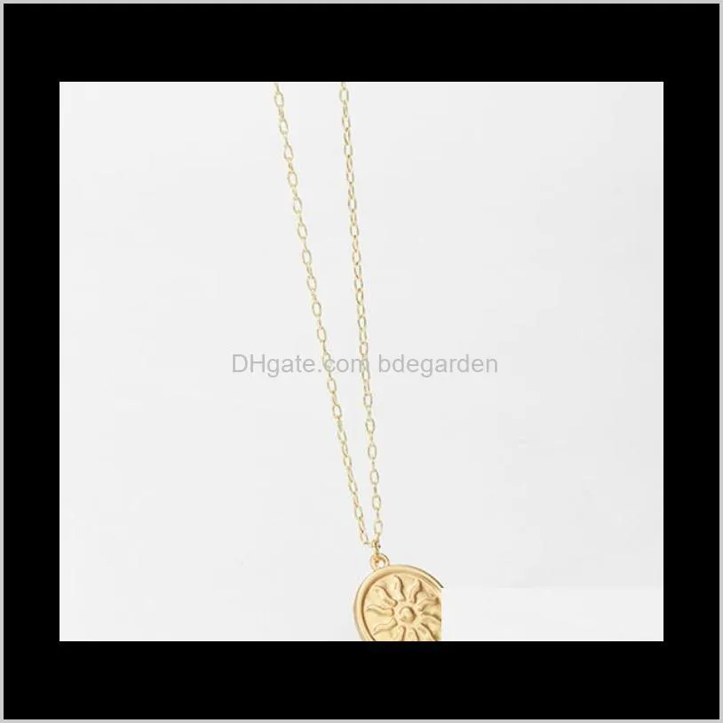 necklace for women coin pendant sun gold color necklace simple hot fashion free of shipping
