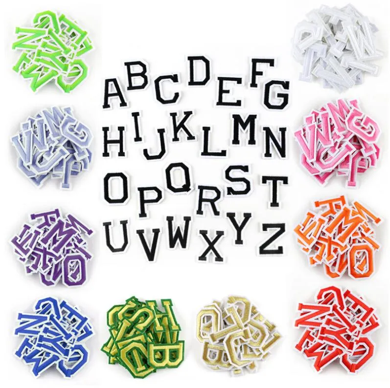 26 Letters Iron Sew on Patches on Applique Fabric Colorful Alphabet Embroidered Patch Letter A-Z Paste Clothes Bag Shoes Jeans DIY Clothing Accessories for Pastes