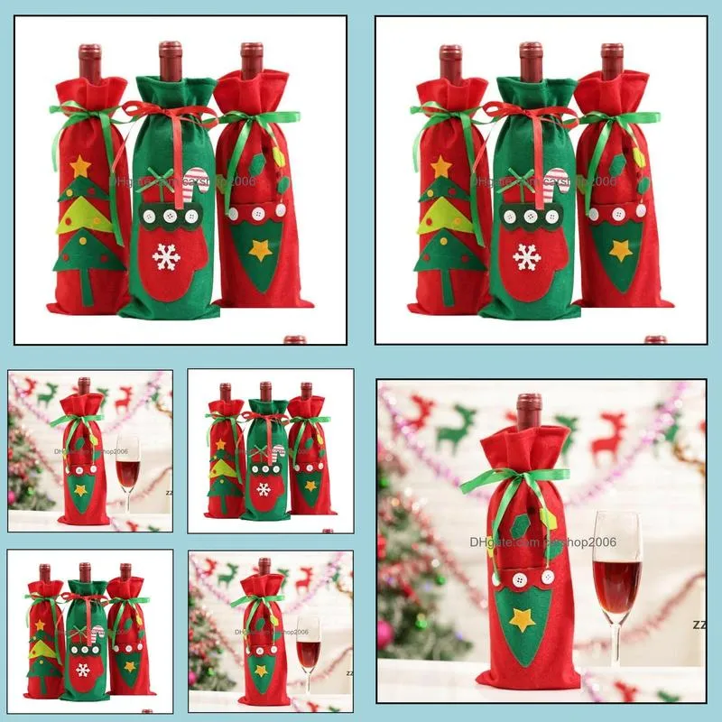 Santa Claus Gift Bags Christmas Decorations Red Wine Bottle Cover Bags Xmas Santa Champagne wine Bag Xmas Gift 30*15CM HWA7442