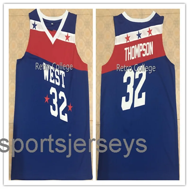 # 32 David Thompson West all star game 1979 bule Maglia da basket cucita personalizzata Qualsiasi nome numerico