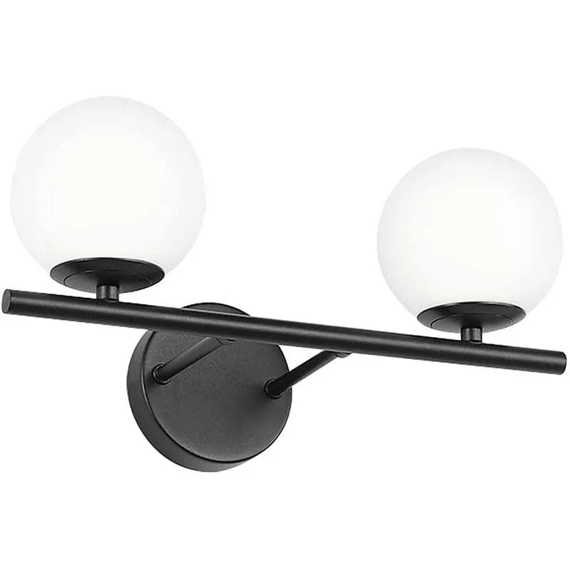 Lampa ścienna Czarny 2-Light Vrity Light Design 37 cm Globe Glass Lustro Łazienka Nowoczesny Bar Kinkiet do sypialni pokojowej