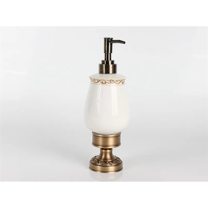 IMPEU Desktop Antique Brass Liquid Soap Dispenser, el Countertop Collection, / Ceramic material, Wall Mounted Holder 211206