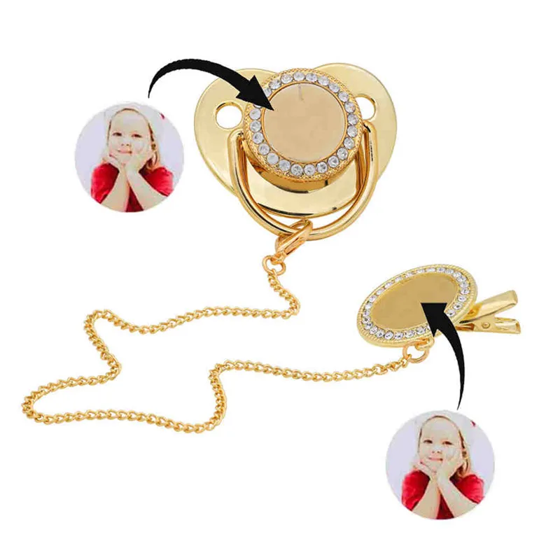 Sublimation blanc bébé sucette collier avec boîte pendentif en cristal de transfert de chaleur cadeau personnalisé pour les enfants par Air A12