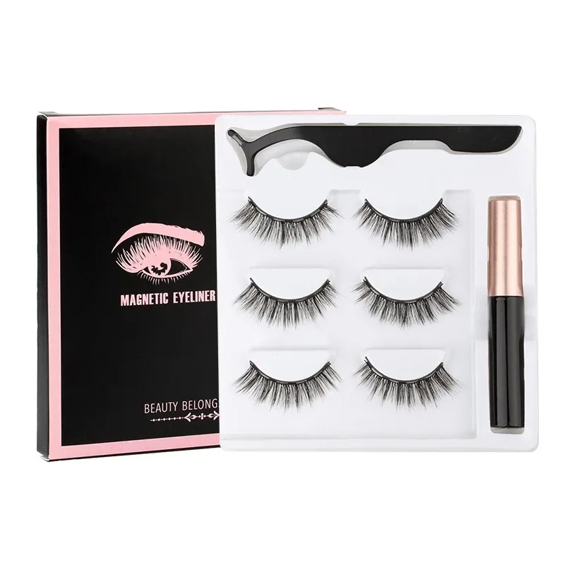 3 paren Magnetische wimpers 3D Faux Mink Eyelash Extension Eyeliner Washes Pack Short False Washing Duurzaam Handgemaakt