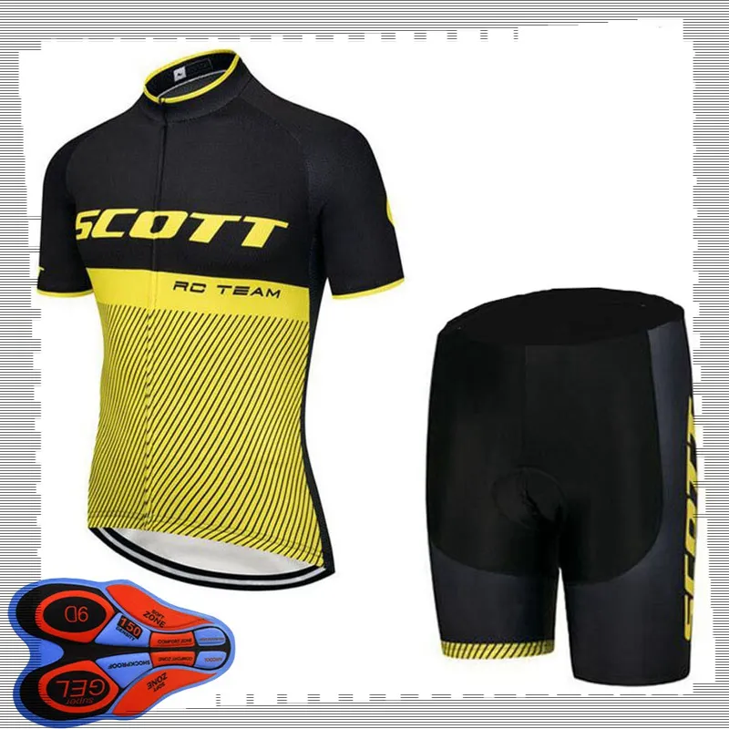 Equipo SCOTT Ciclismo Mangas cortas Jersey (babero) Conjuntos de pantalones cortos Hombre Verano Transpirable Ropa de bicicleta de carretera MTB Trajes de bicicleta Uniforme deportivo Y210414176