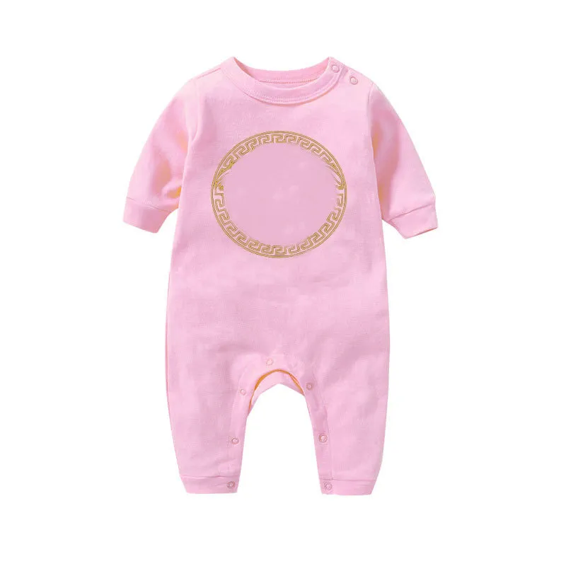 Spotartiklar nyfödda barn Byxor baby Pojkar och flickor Modedesignertryck i ren bomull Långärmad jumpsuit