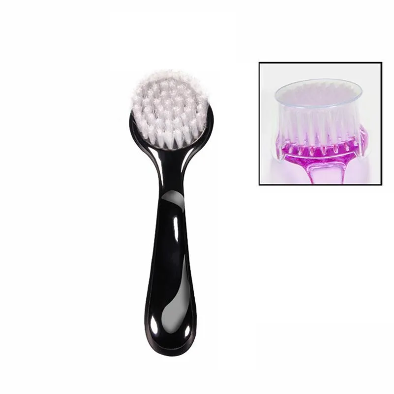 2021 Manicure tools Custom LOGO Nail brush Round head with cover Dust brush fashion Long handle plastic Multifunctional cleansing brush