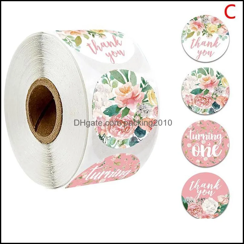 500pcs/roll 8 Types Floral Thank You Sealing Label Adhesive Baking Seal Sticker Gift Stickers1