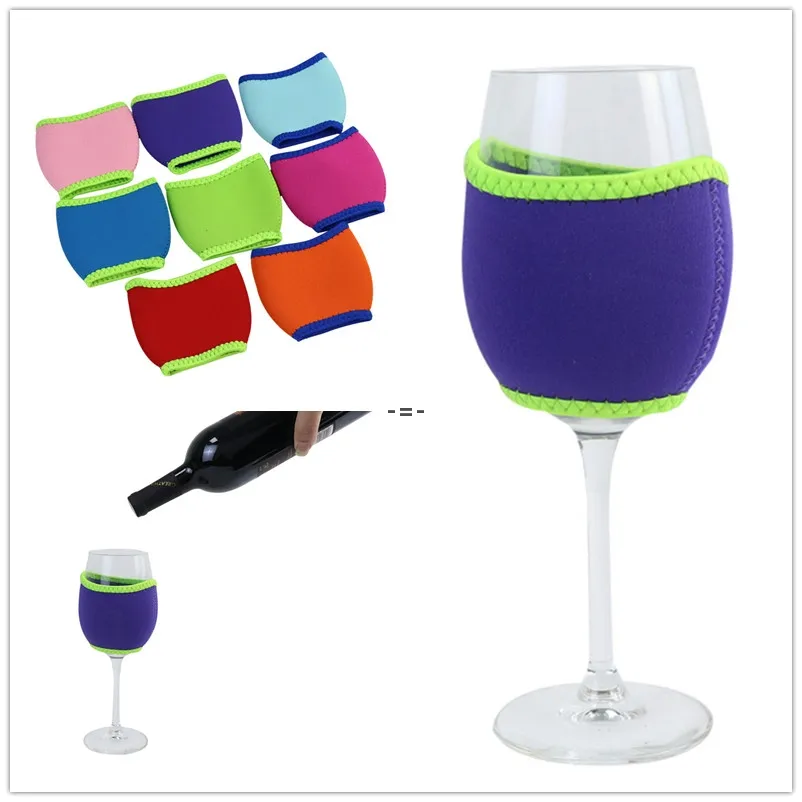 Bar Products Neoprene Wine Glass Sleeve Insulator Drink Holder Champagne Glasses Cover For Festival Party Cups Home Bars Protector RRA11914