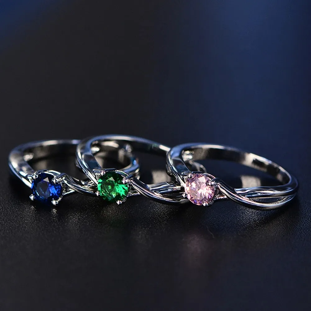 Klasik Gümüş Renk Yüzüğü Tatlı Avusturya Gelin İçin Kristal Alyans Kadınlar İçin Noel Hediyesi Mücevher Nişan Yüzüğü