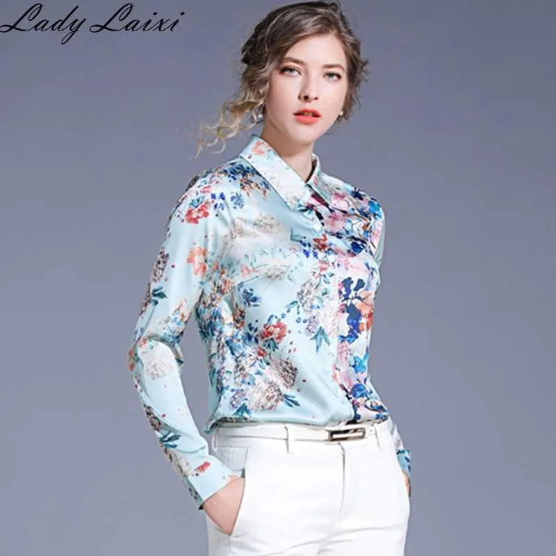 Mode Vrouwen Floral Print Blouse Lange Mouw Elegante Casual Shirt Dames Losse Plus Size Vintage Office Blouses 210529