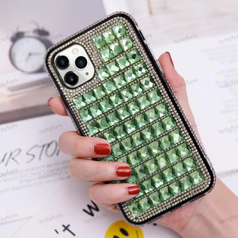 Lüks Bling Yumuşak TPU Üçgen Cam Tam Elmas Telefon Kılıfları iPhone 12 11 Pro XR XS Max X 8 7 6 SE Samsung S10 Artı Not 10 10 Artı Note 20