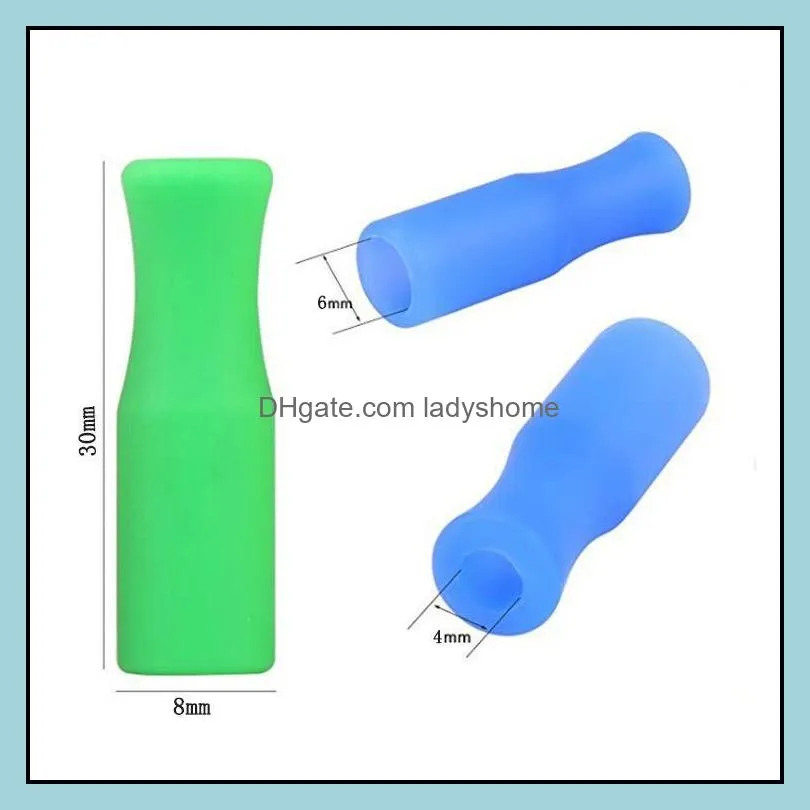 11 Colors Stock Tips for Stainless Steel Straws Tooth Collision Prevention Cover Silicone Tubes HWE6785