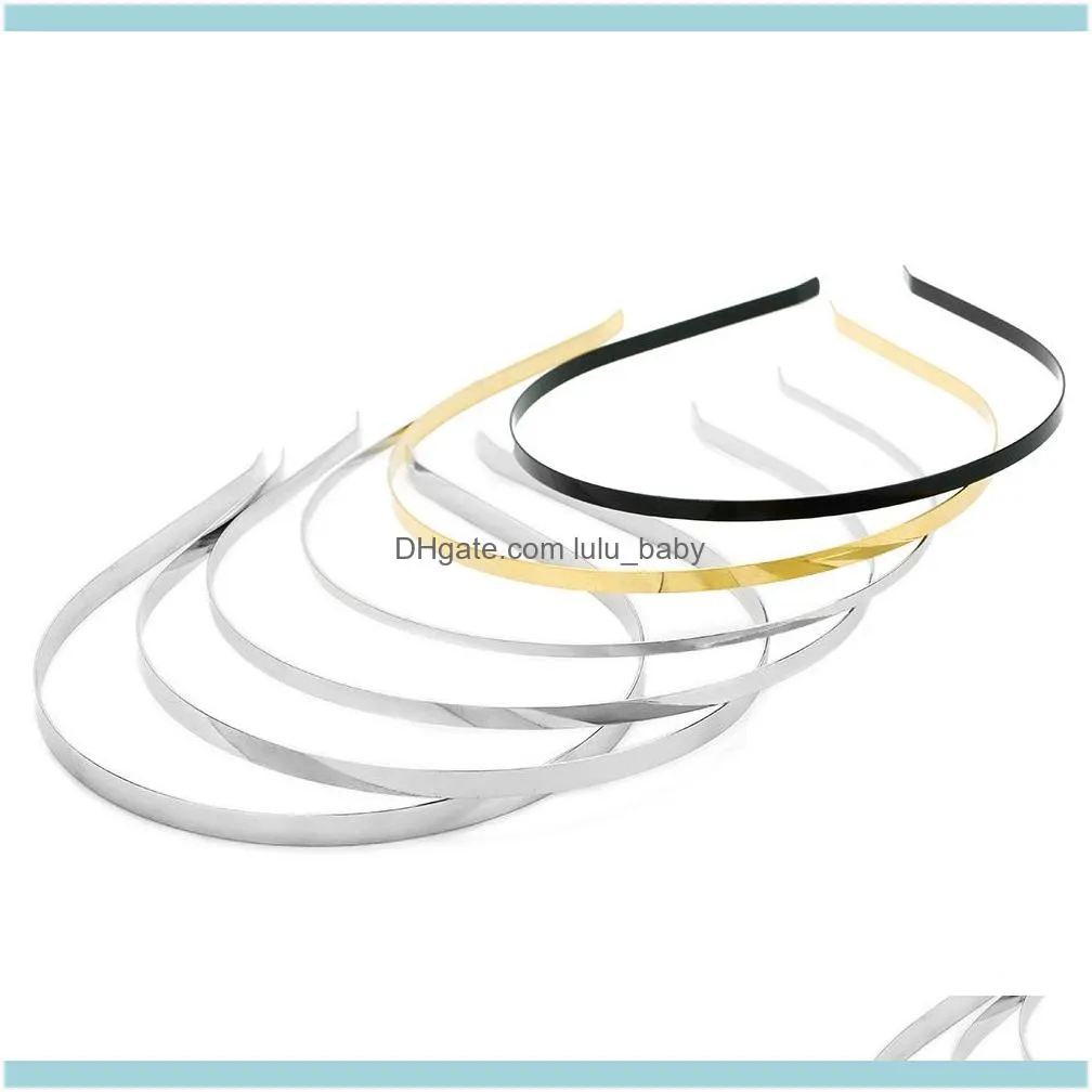 Headbands Jewelry10Pcs/Lot 3/5/6Mm Stainless Steel Gold Rhodium/Black Plain Blank Flat Band Headband Diy Hair Jewelry Aessories Crafts Drop