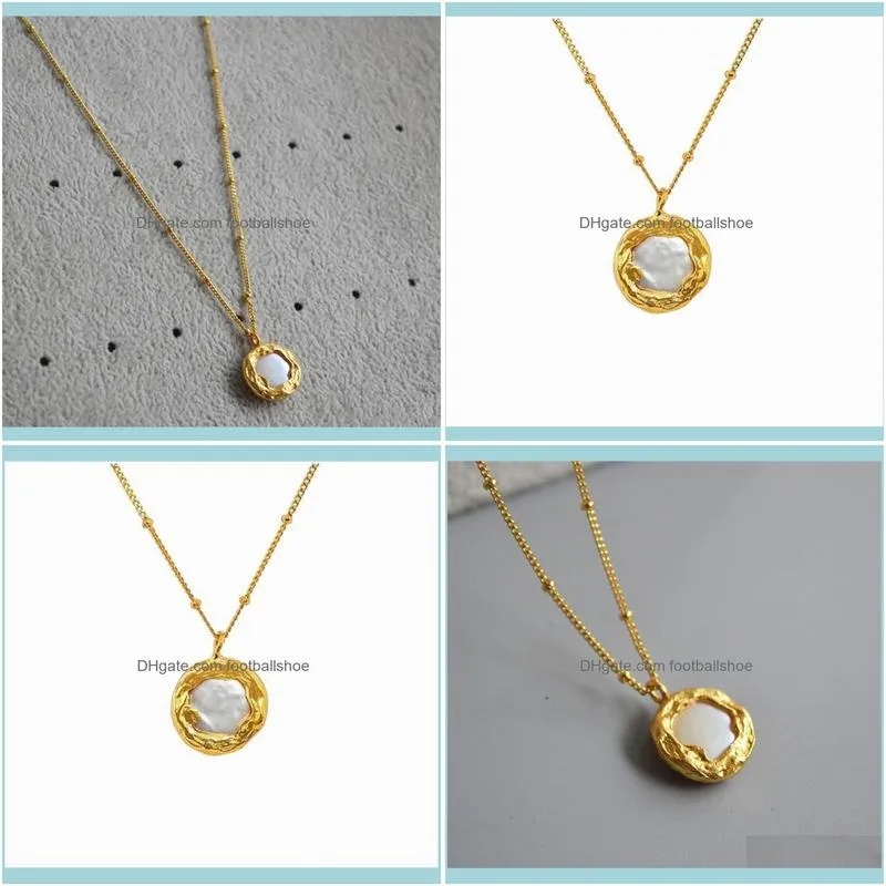 Vintage Copper Gold Plated Simple Button Pearl Elegant Fold Strap Collarbone Chain Necklace Party Available Wholesale Chains