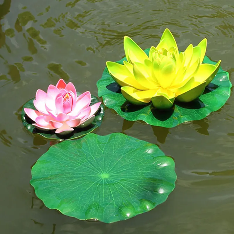 Dia 28 cm Flor Artificial PE Folha de Lotus DIY Casamento Casa Piscina Decoração Lírio De Água Verde Folhas Fornecedores 40 Pcs