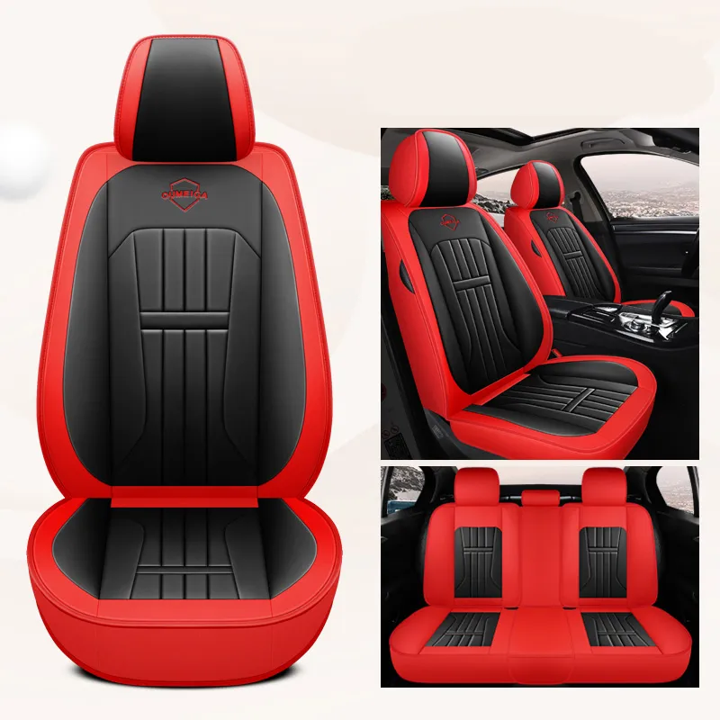 OUTOS - Fundas de piel de lujo para asiento de auto, juego completo de 5  plazas, ajuste universal