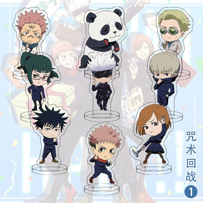 9 Pz/lotto Anime Jujutsu Kaisen Acrilico Figura Del Basamento Modello Piastra Itadori Yuji Gojo Satoru Fushiguro Megumi Carino In Piedi Segno G1019