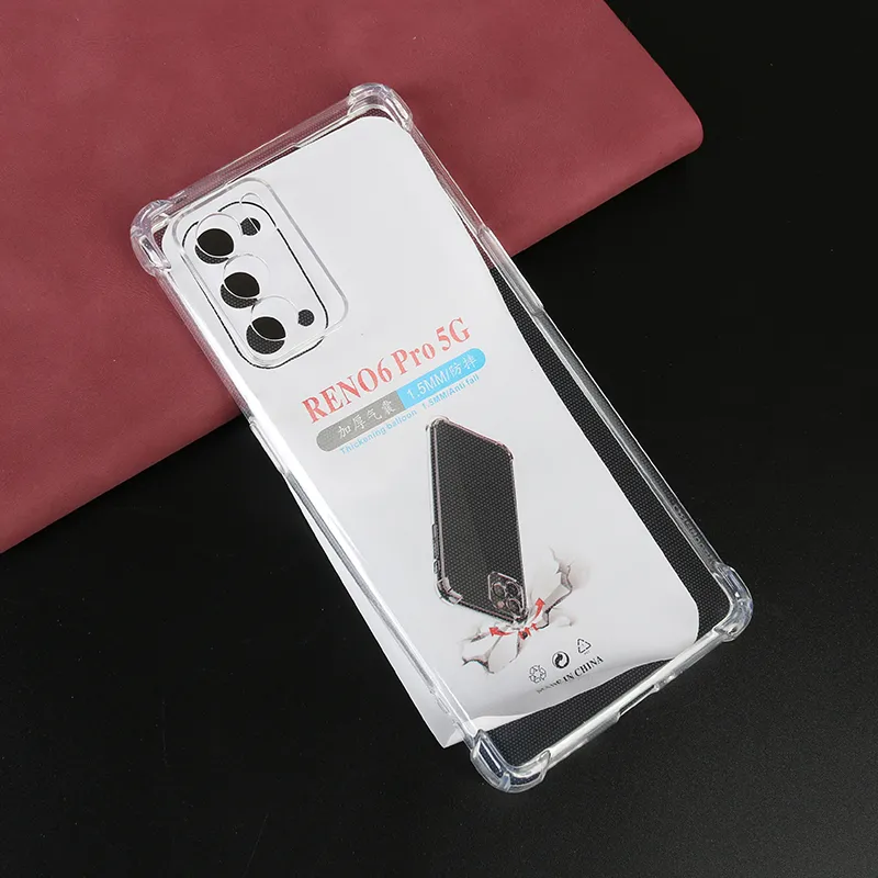 Rensa stötfria fall 1.5mm Crystal Soft TPU Telefonväska Lyx Transparent Skydd för Oppo Reno 5 6 Pro Plus A74 A54 A94 A95 F19 A55 A93 4G 5G