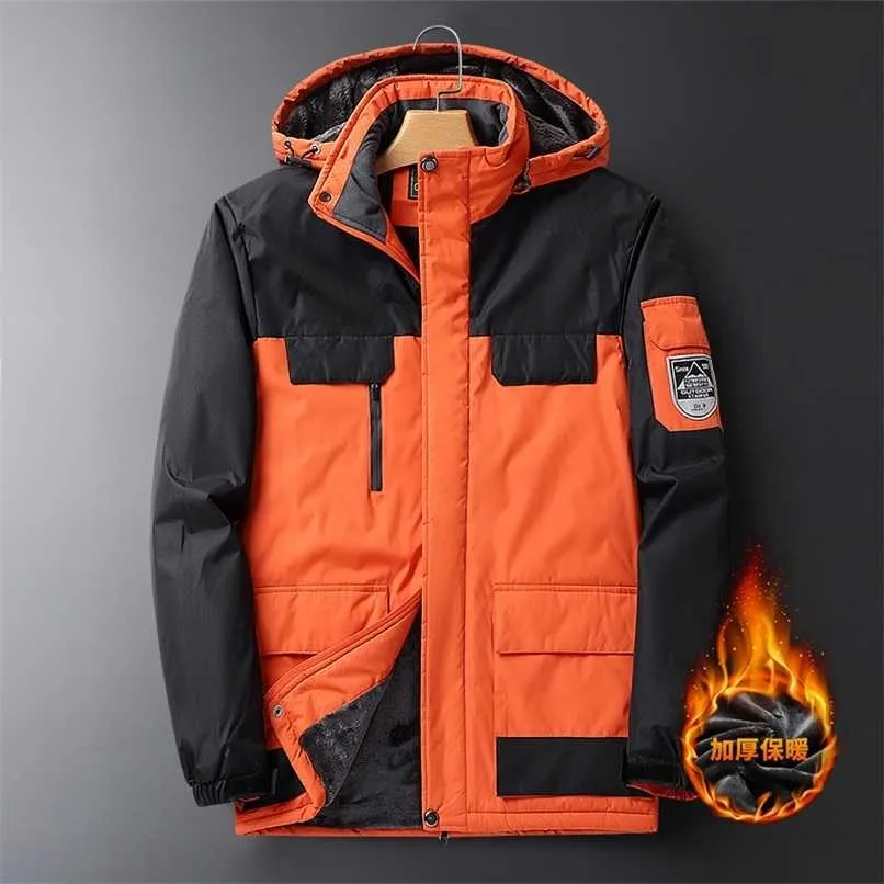 Heren grote maat Jacket Winter Bovenkleding Oversize Jas Fleece Down Warm Parka Male 9XL Big 8XL Hooded Waterdichte Jas Mannen 211104