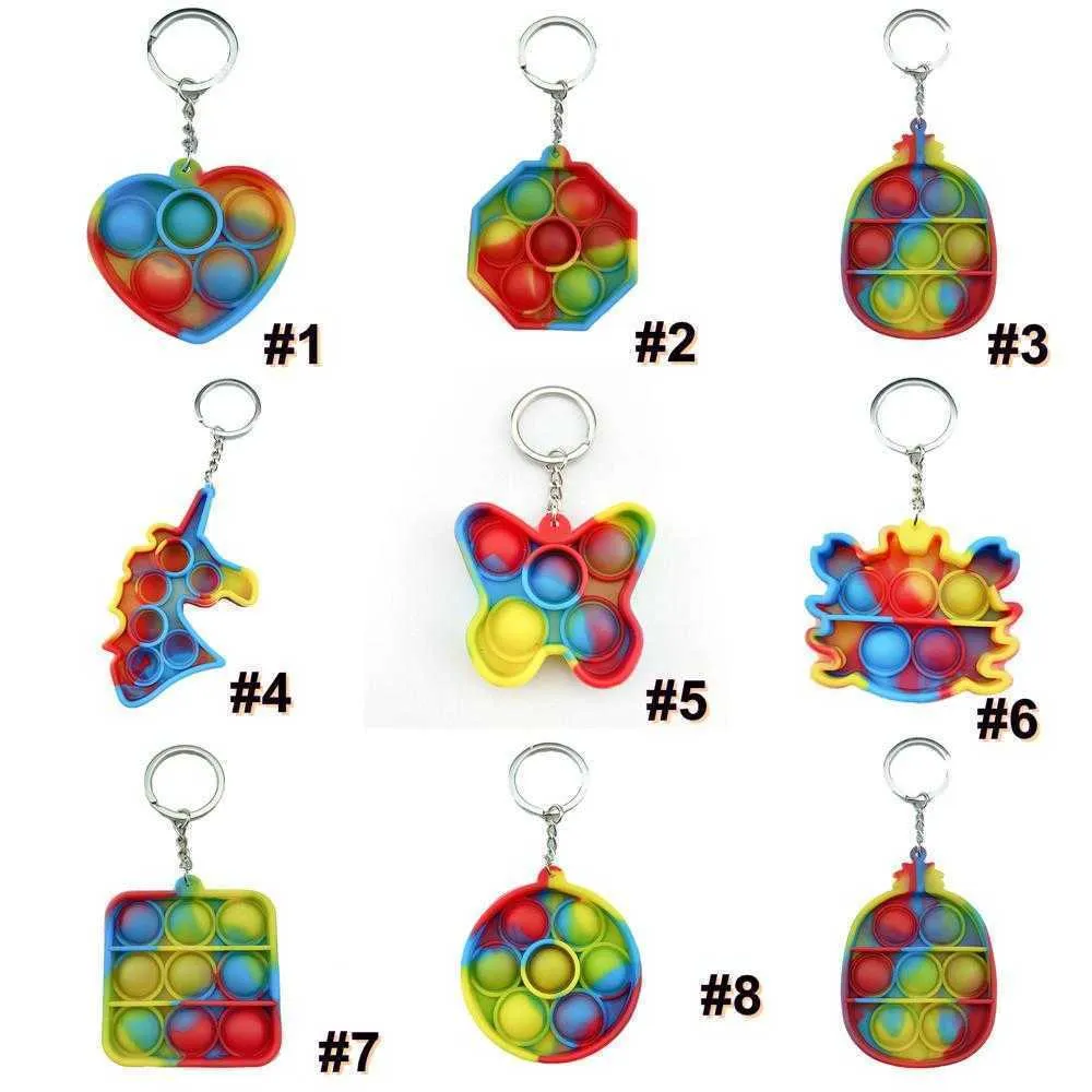 Fidget Toys Key chain bubble  it poo its keychain Pioneer puzzle silicone decompression anti stress relief Finger toy ball funny shapes gG4E8RPG