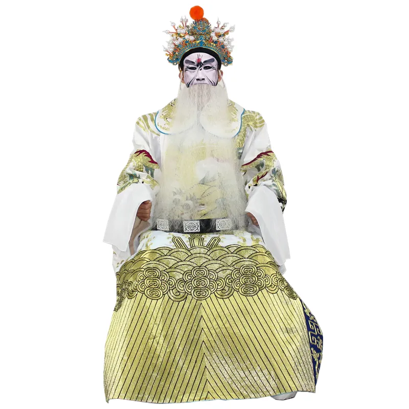 Beijing Henan Opera Sima Yi Python robe white all gold dragon JingJu stage cosplay Drama costume film TV performance