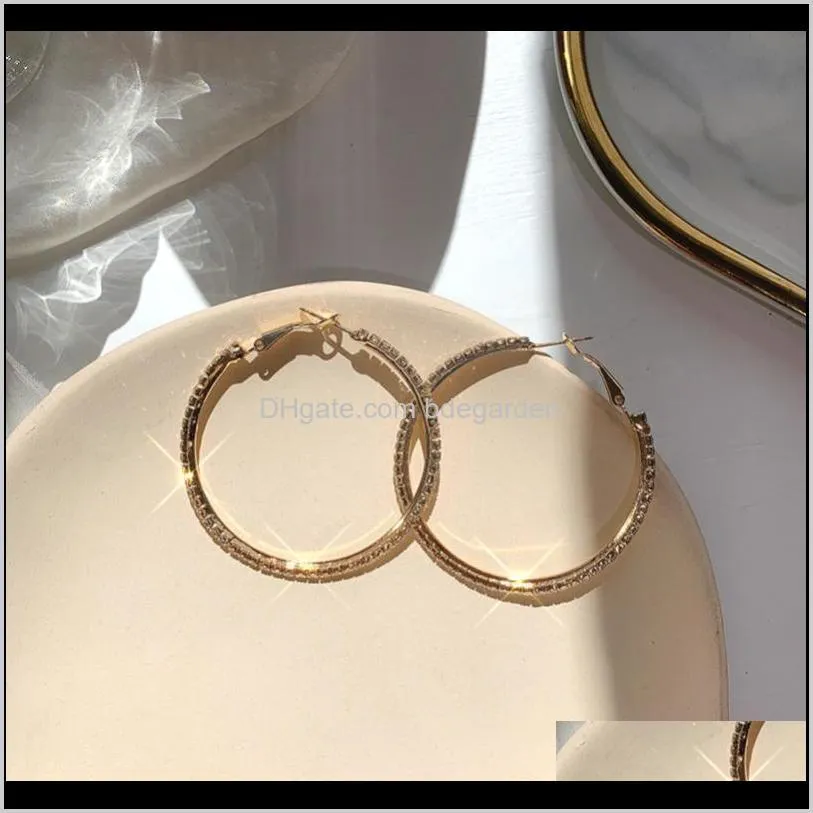 geometric hollow circle golden bling starry clear crystal large & small alloy sleeper hoop earrings for women