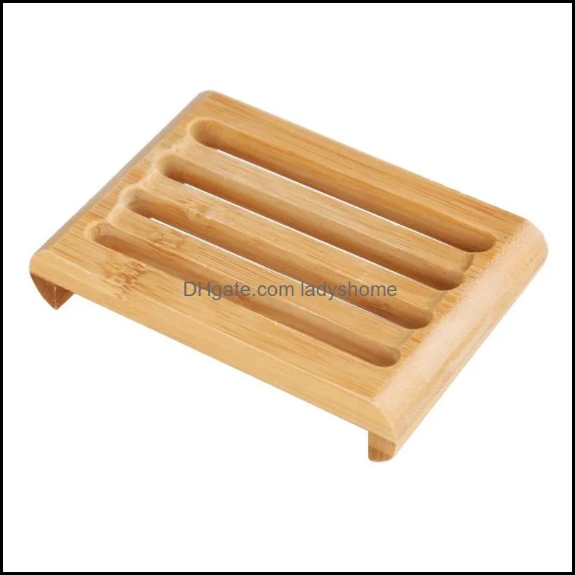 Wooden Natural Bamboo Soap Dishes Tray Holder Bathroom Storage Soap Rack Plate Box Container Bathroom Dish Storage Box HWE6174