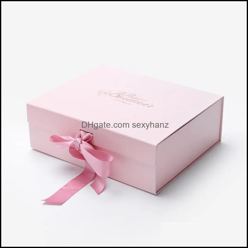 Jewelry Pouches, Bags Packaging & Display Wholesale 600Pcs/Lot Custom Logo Printed Magnet Foldable Gift Boxes Paper Box Drop Delivery 2021 E